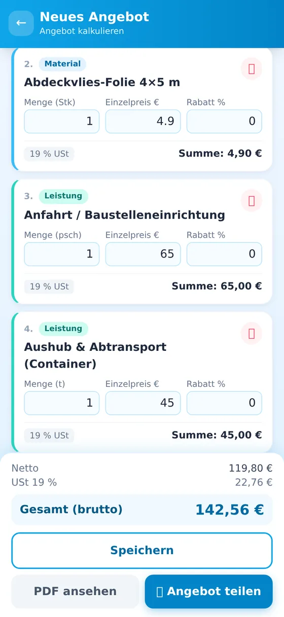 Angebot kalkulieren